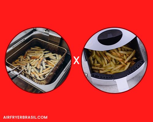 Comparação da diferença entre air fryer e fritadeira elétrica.